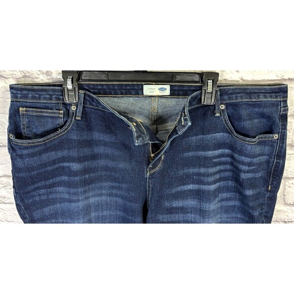 Old Navy Womens Relaxed Fit Straight Droit Jeans Dark‎ Wash High Rise Stretch 18 - Picture 3 of 6